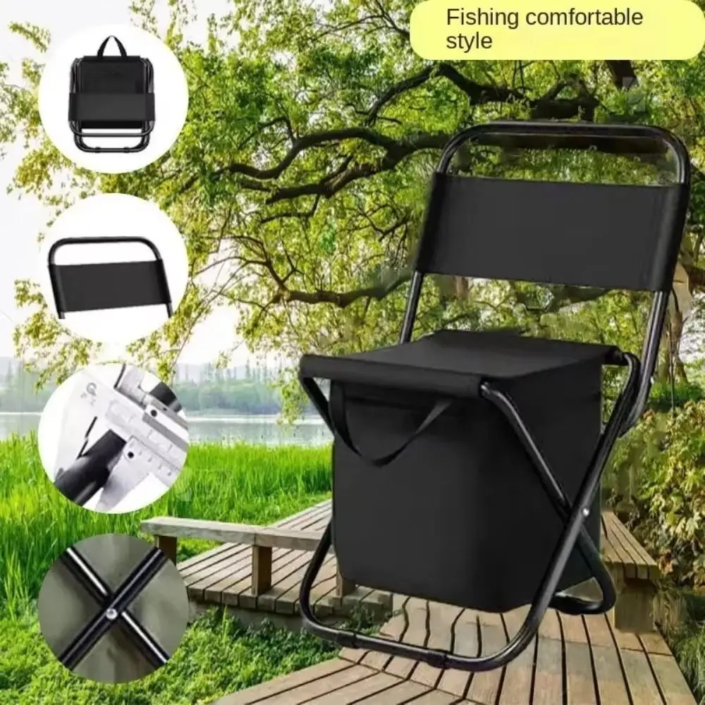Silla de Camping plegable resistente al desgaste con caja de almacenamiento, silla de pesca plegable resistente, estilo de bolso de carga fuerte - imagen 2