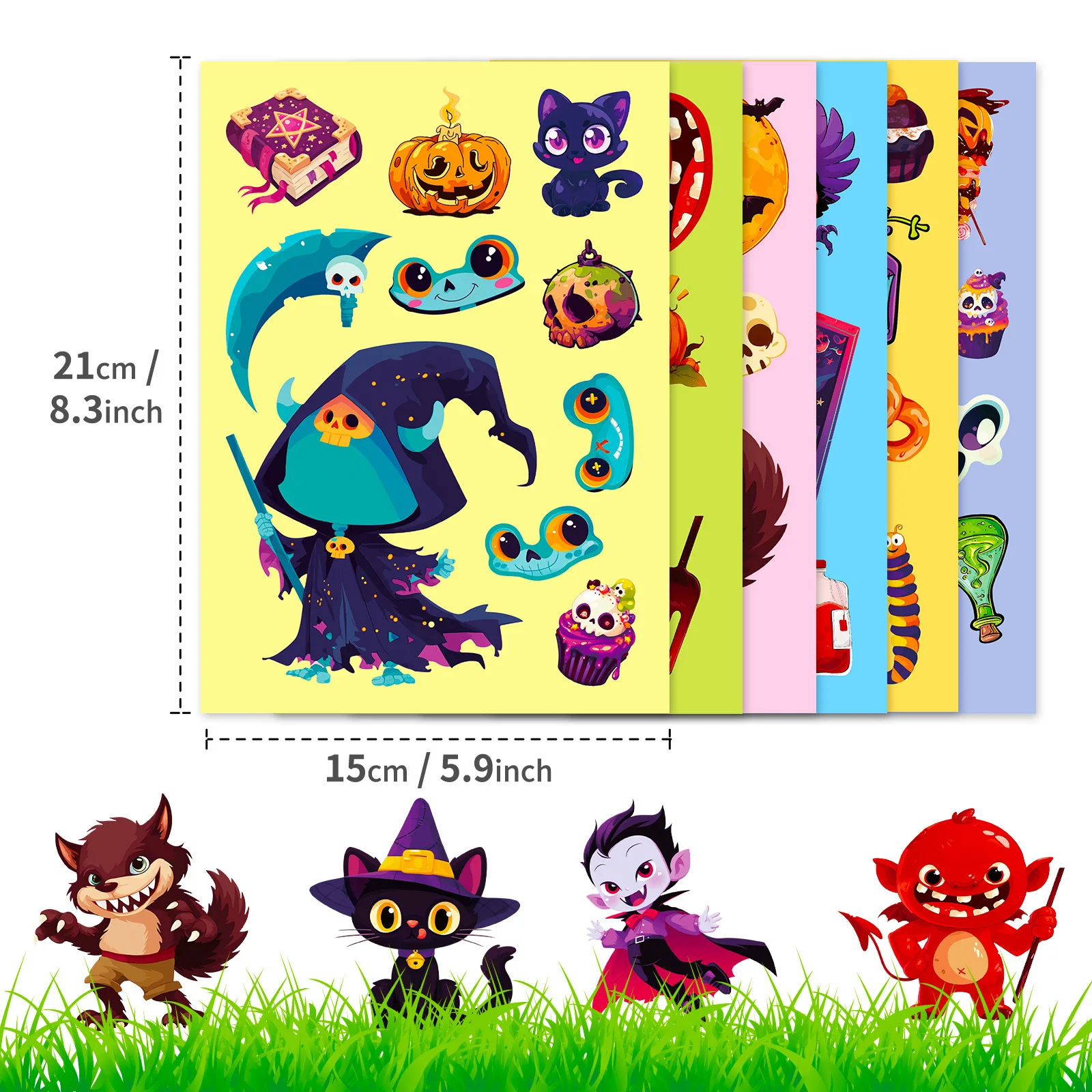 Pegatinas rompecabezas Halloween – Gato negro y vampiro para niños - imagen 3