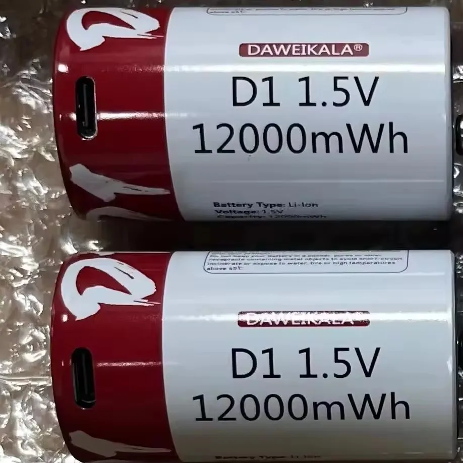 Pila recargable litio D 1,5V USB 12000mAh linterna pesca
