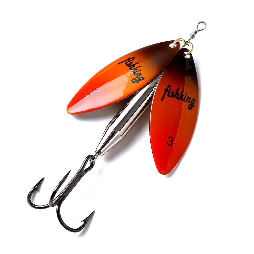 FTK-señuelo de pesca giratorio de latón, Material de fundición larga, doble pieza con anzuelo triple, cuchara, cebo, accesorios de pesca de carpa - imagen 2