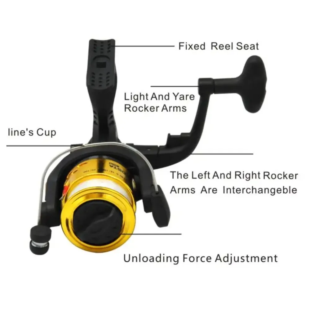 Carrete giratorio ultraligero pequeño con carrete de Metal relación de engranaje 5,2: 1 para Mini carrete de pesca en hielo con línea perfecta aventuras de invierno - imagen 3