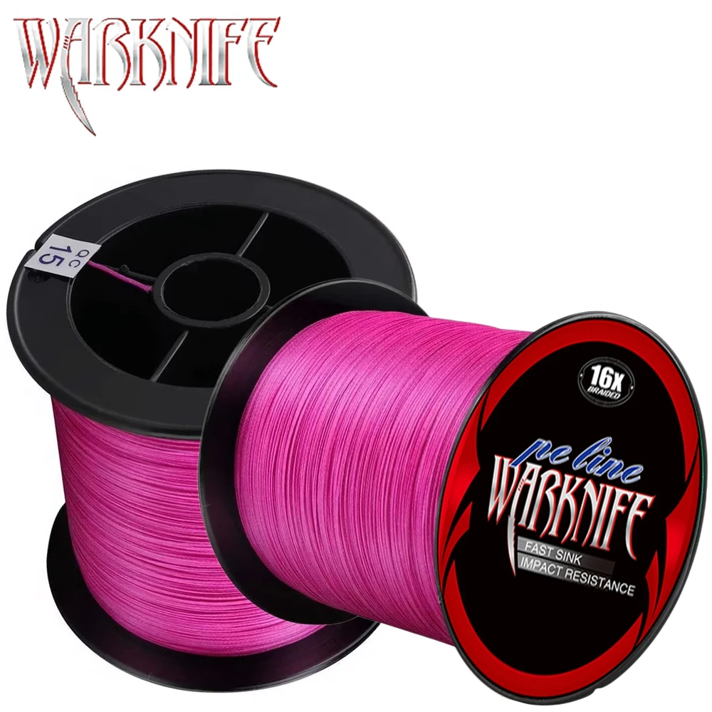 Warknife-sedal de pesca trenzado extremo PE, 16 hebras, 100M-2000M, núcleo hueco, 20LBs-500LBs, línea de asistencia multifilamento japonés, color rosa - imagen 3