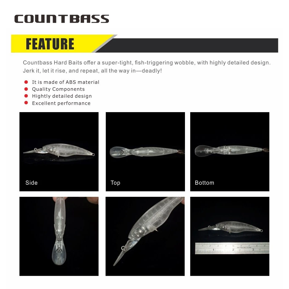 Countbass 10 Uds. Señuelos duros en blanco que se hunden 2,4 "/60mm 0,16 oz/4,7g, cebos de pesca sin pintar, Crankbait, señuelos de peces Wobblers - imagen 4