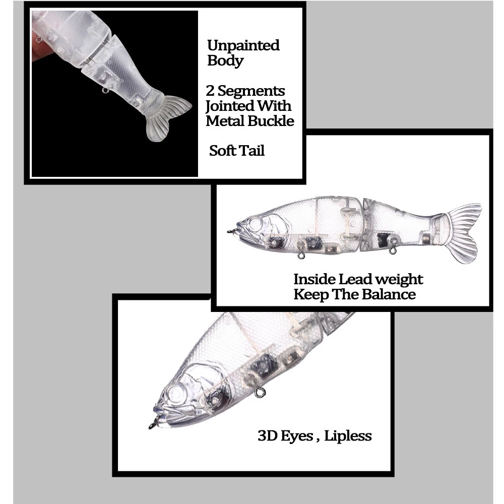 Chan'sHuang-cebo en blanco sin pintar, 5 uds., 13,5 cm, 27,5g, cebo deslizante flotante, sábalo, Swimbait silencioso, señuelo de pesca Artificial DIY - imagen 4