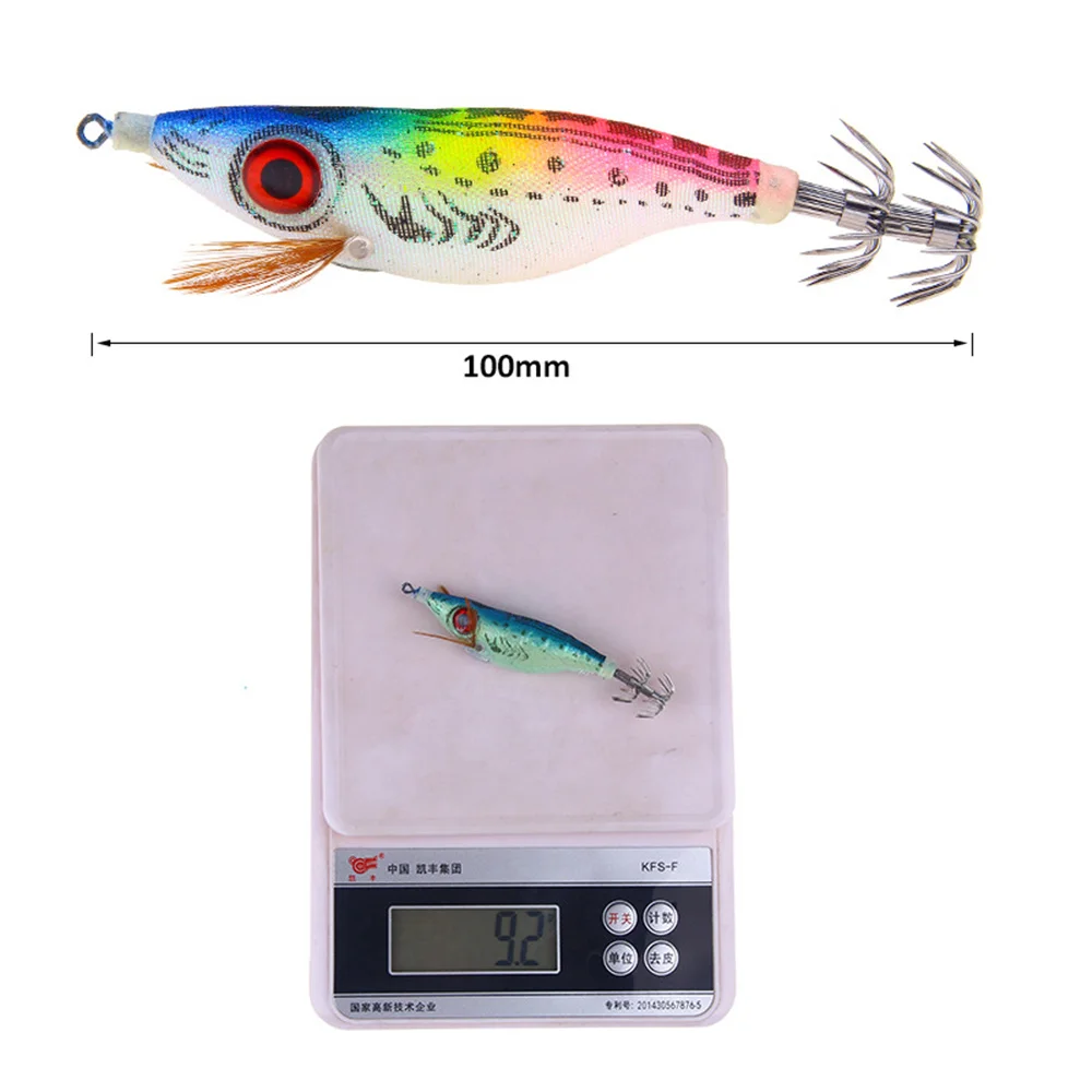 1 Uds., 10cm, 9,2g, plantilla de calamar, señuelo de pesca de camarones de madera, cebo duro Artificial, Crankbait, pulpo, sepia, plantillas, aparejos de pesca de mar - imagen 5
