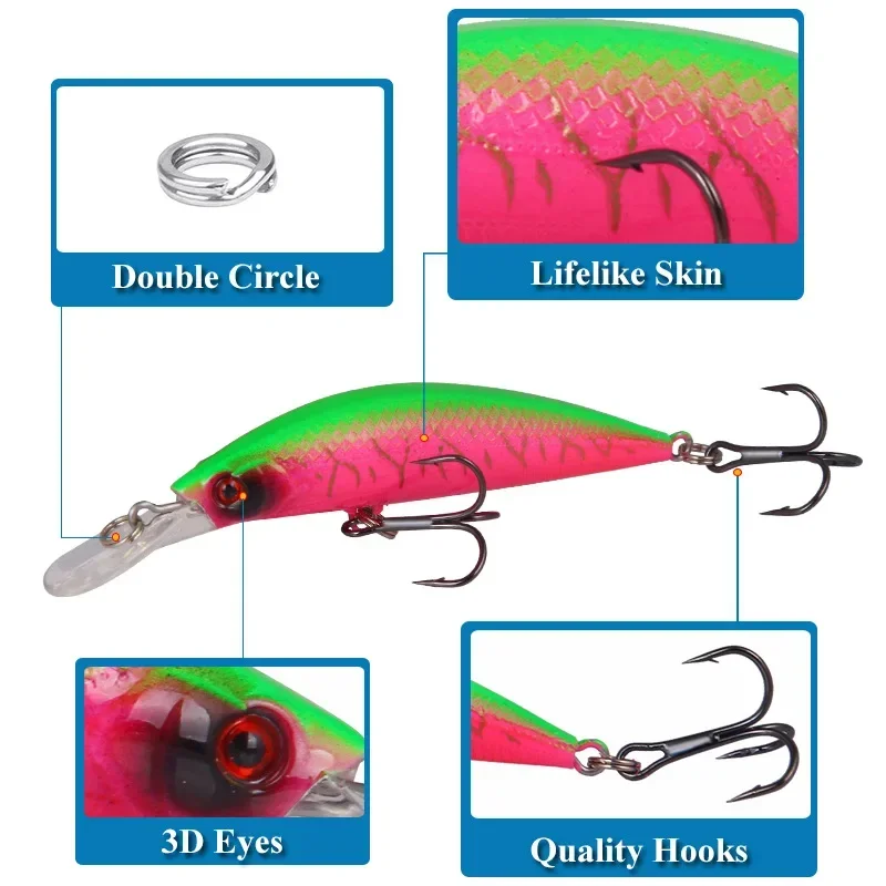 Señuelo de pesca Minnow 90mm 16,7g ojos 3D Crankbait Wobbler cebo duro de plástico sintético aparejos de fregadero señuelo - imagen 4
