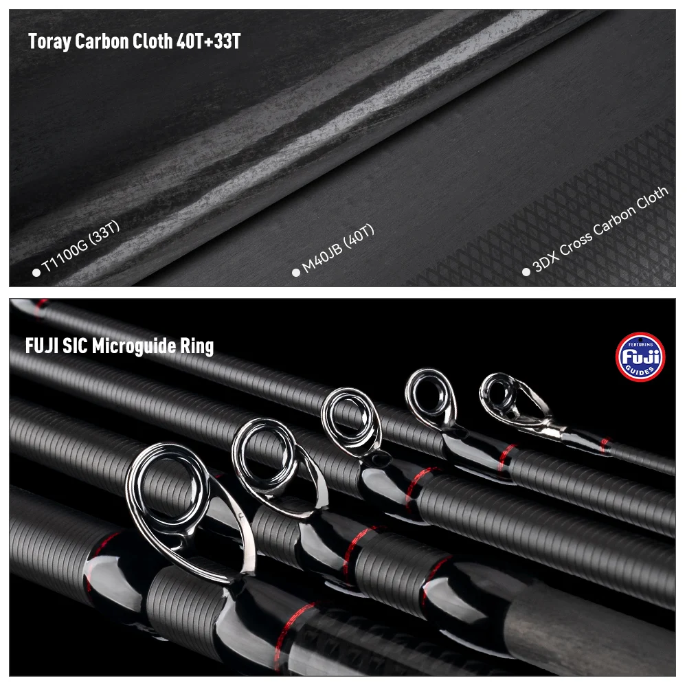 Kingdom-caña de pescar Worm Master Fuji SIC, anillo guía Toray 33 + 40T, tela de carbono, 2,01 m, 2,03 m, caña de pescar de salmón para lanzar la costa - imagen 4