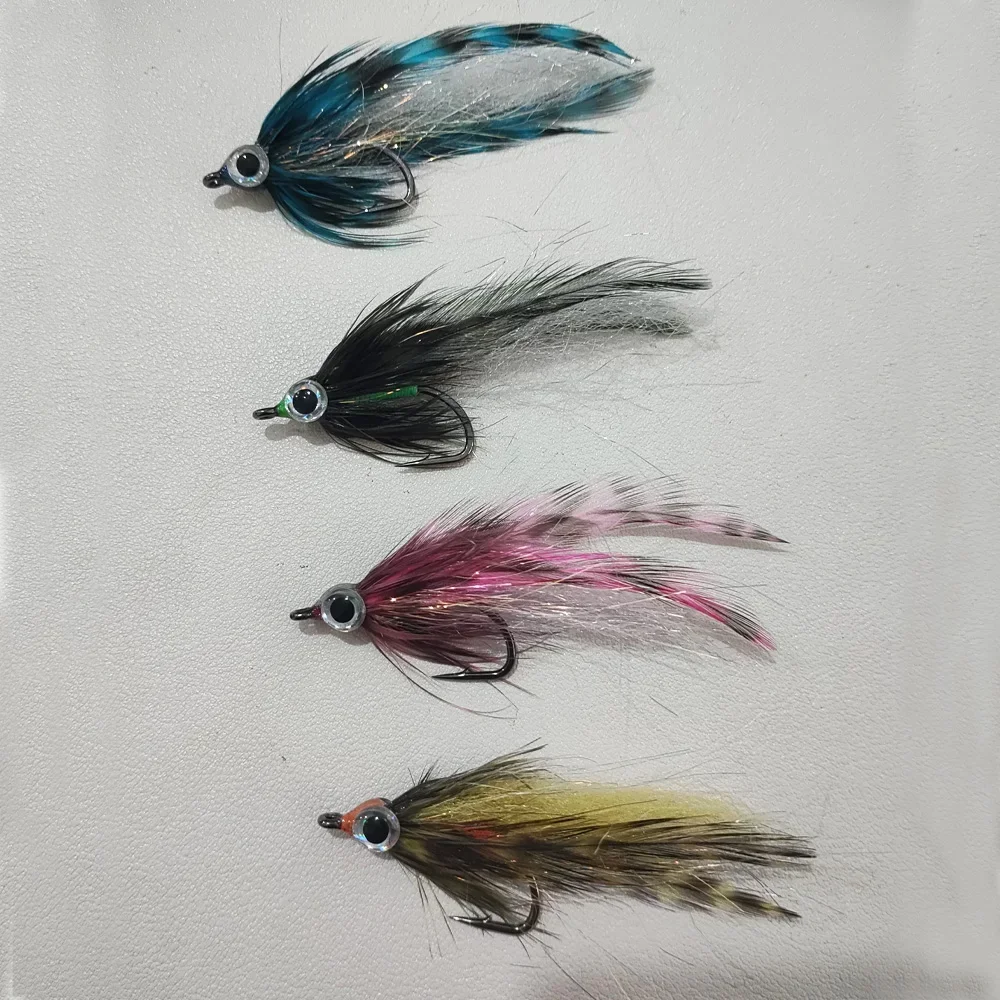 ICERIO 4 Uds 3D ojo de pez cebo Streamer mosca EP fibra sedosa agua salada cebo pescado pesca con mosca trucha pesca de lubina cebos de señuelo - imagen 5