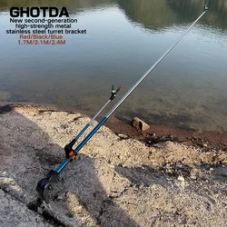 Soporte de caña de pescar de ajuste multiángulo, Base de acero inoxidable, soporte de caña de pescar de playa de mar, herramienta de Pesca de orilla