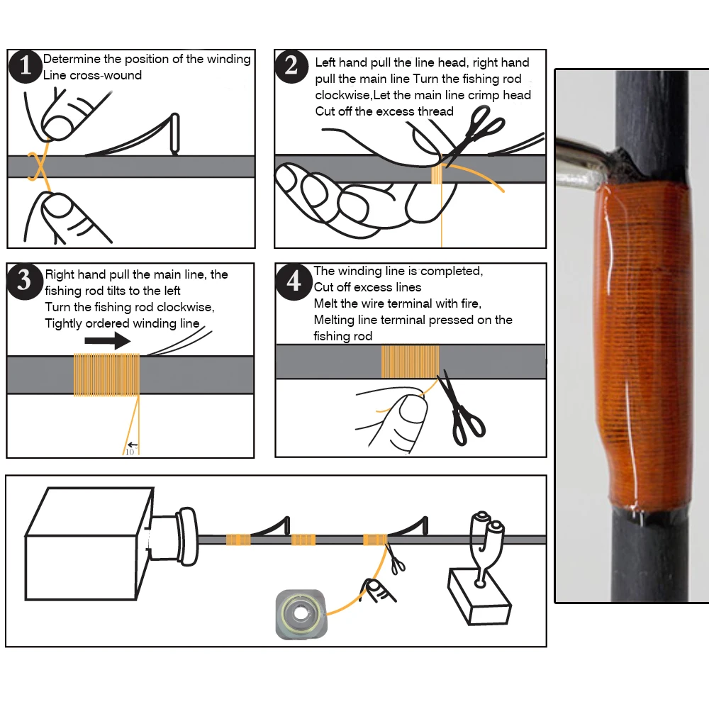MNFT 7 Uds guía metálica envoltura hilo de sedal de pesca para construcción de cañas colorido 50 metros - imagen 3