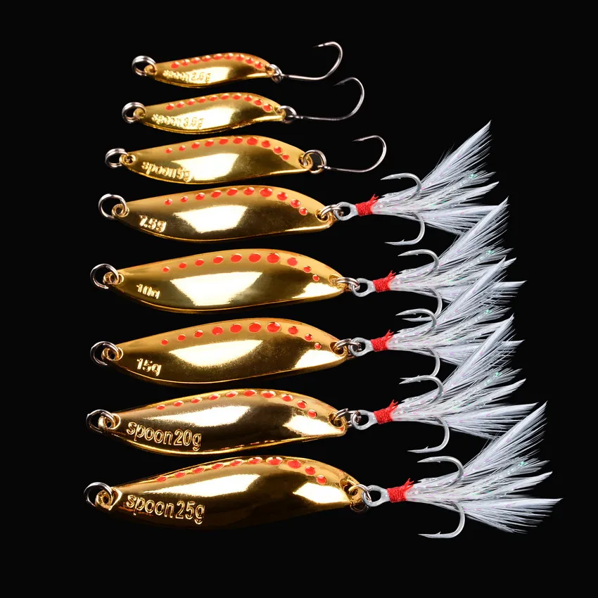 4 unids/lote 2,5/3,5/5/7,5/10/15/20/25g oro plata Metal VIB señuelos gancho cuchara señuelo cebo de pesca lubina hoja Artificial cebos duros - imagen 4
