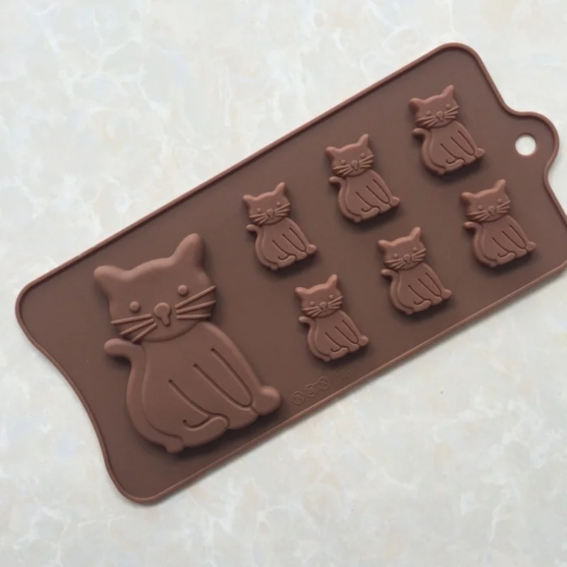 1 Uds molde de pastel de gato de silicona 3D galletas de gatito Fondant herramientas de horneado hechas a mano arcilla de resina molde de caramelo de Chocolate - imagen 2