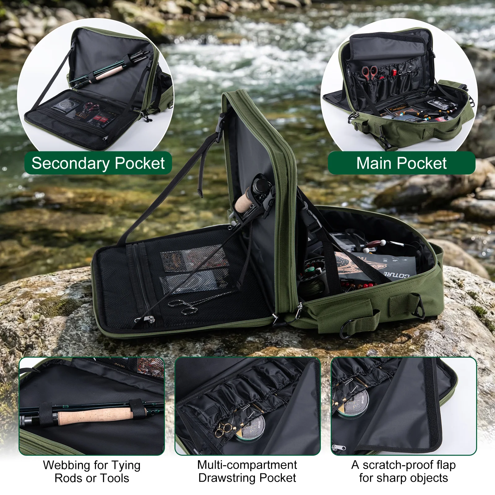 Goture-Juego completo de cañas de pescar con mosca, portátil, 8 secciones, 9 pies, carrete de caña con mosca, ganchos, accesorio combinado, Kit completo de caña de pescar con mosca - imagen 3