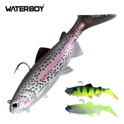 Swimbait suave de silicona con cabeza de plomo PVC, cola en T
