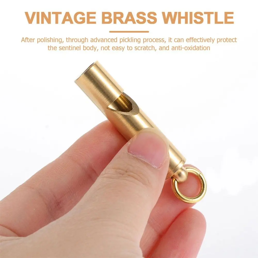 Silbato de latón puro hecho a mano para árbitro, herramientas de bolsillo, llavero de supervivencia, equipo de regalo para PC - imagen 2
