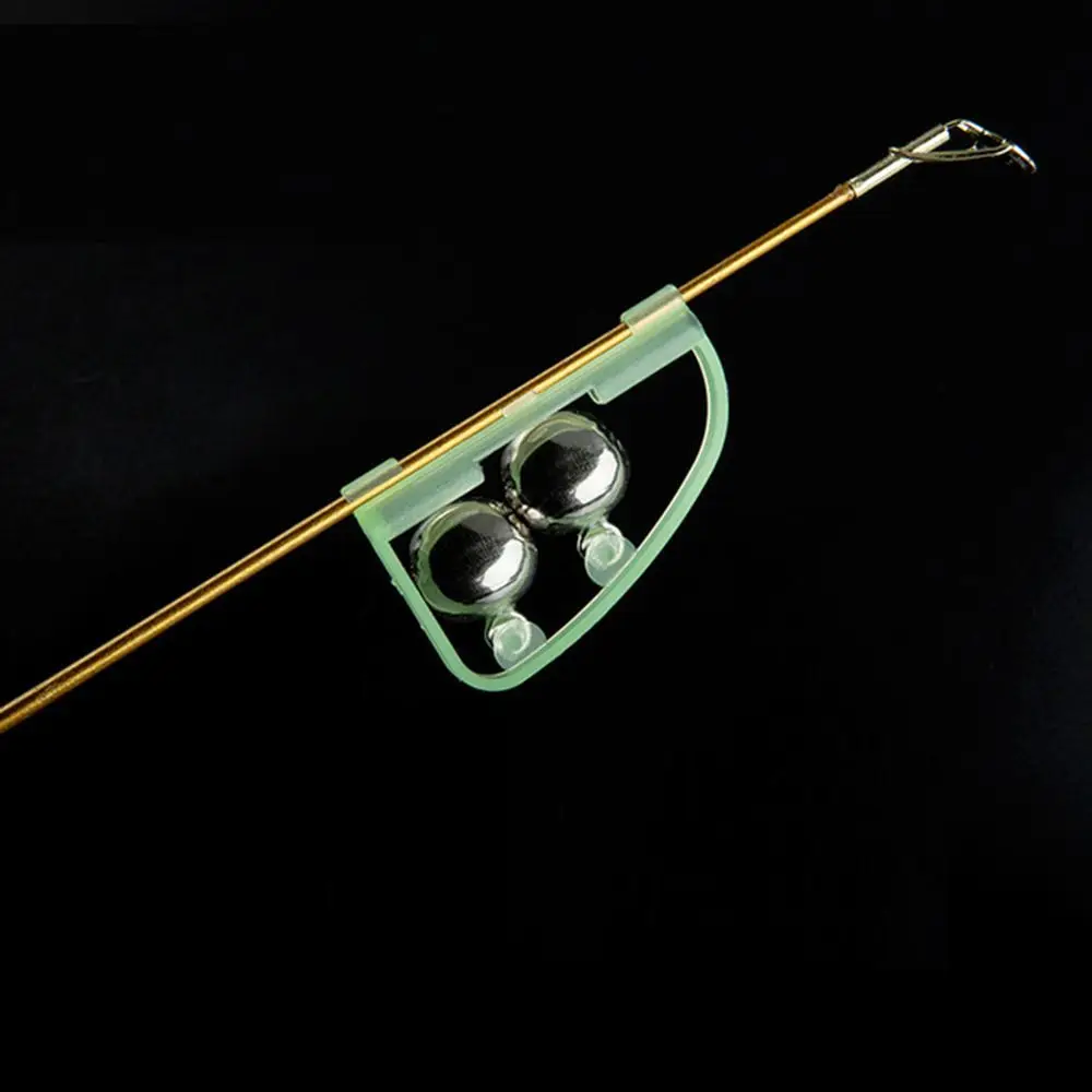 Accesorios de Clip, anillo de alerta que brilla en la oscuridad, herramienta de caña de pescar fluorescente, alarma de doble campana, 5 uds. - imagen 2