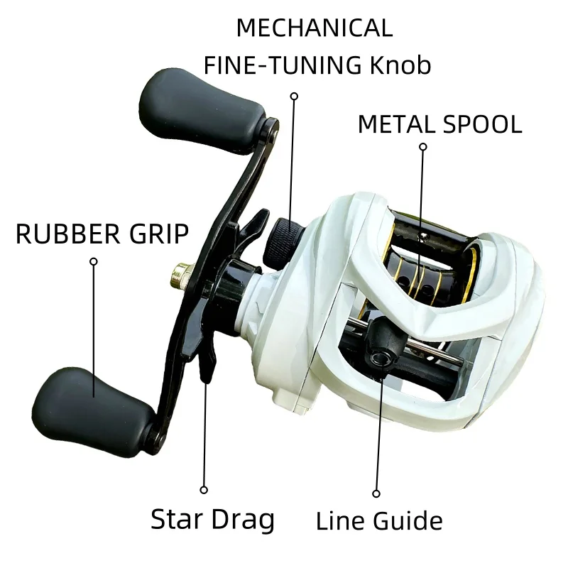 Sistema de freno magnético, carrete de pesca Baitcasting de aguas completas, relación de engranaje 7,1: 1, tensión máxima, carrete profundo de 8KG para pesca con señuelo/barco - imagen 3