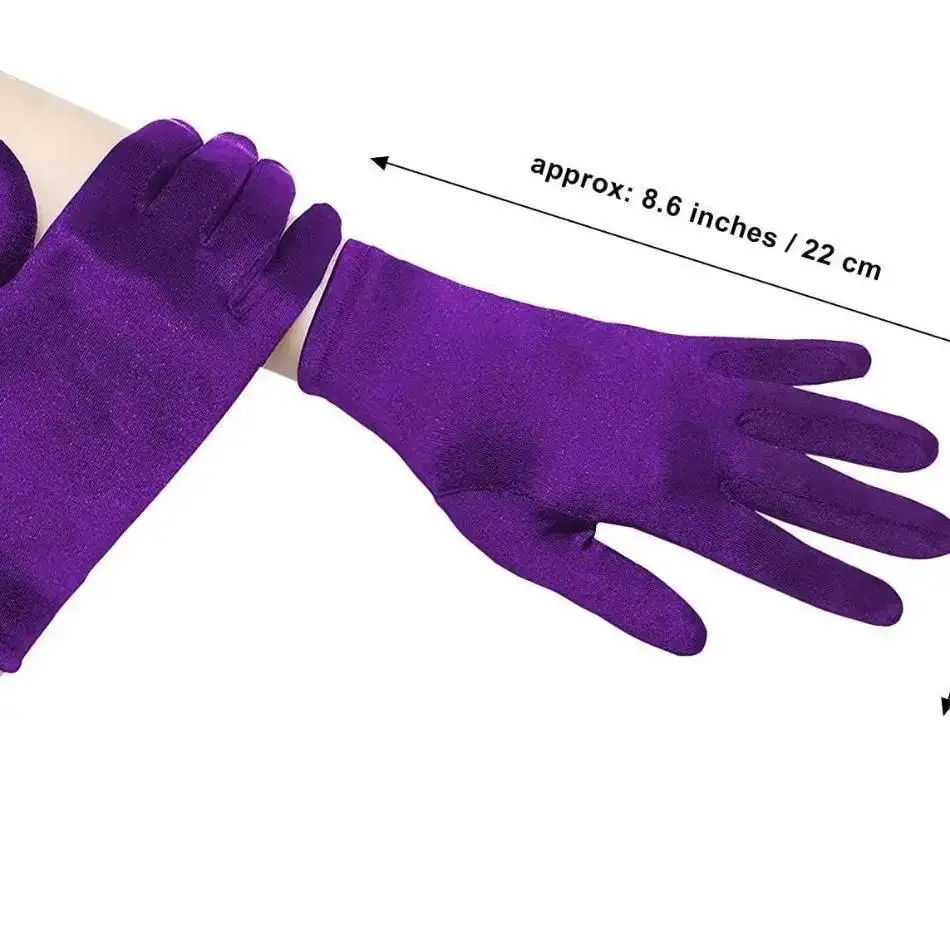 1 Uds. Guantes cortos de terciopelo de ópera, guantes para disfraz de Halloween para mujer, Flapper elástico hasta la muñeca, banquete, fiesta de té - imagen 2