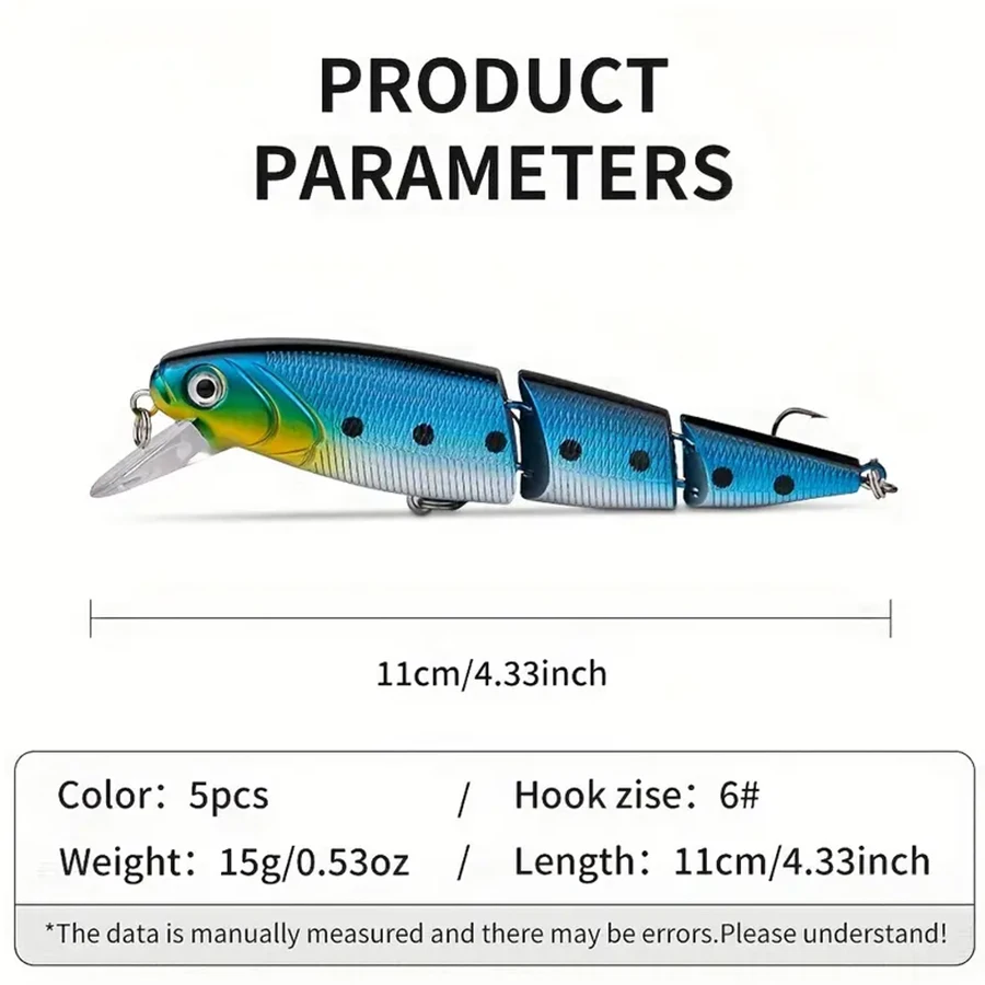 5 unids/caja Crankbaits de varias secciones Señuelos de Pesca Swimbait cebos duros Wobblers artificiales para Lucio Trolling aparejos de pesca de carpa - imagen 5