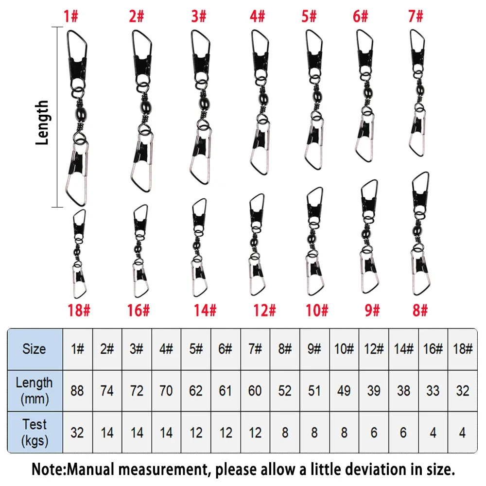 LIONRIVER-anillos sólidos giratorios de barril de cobre, conector de pesca con doble presión de seguridad para aparejos Sabiki, anzuelo de pesca en agua salada - imagen 3