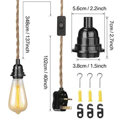 Luz nocturna para pesca con cableenchufable y cordón cáñamo
