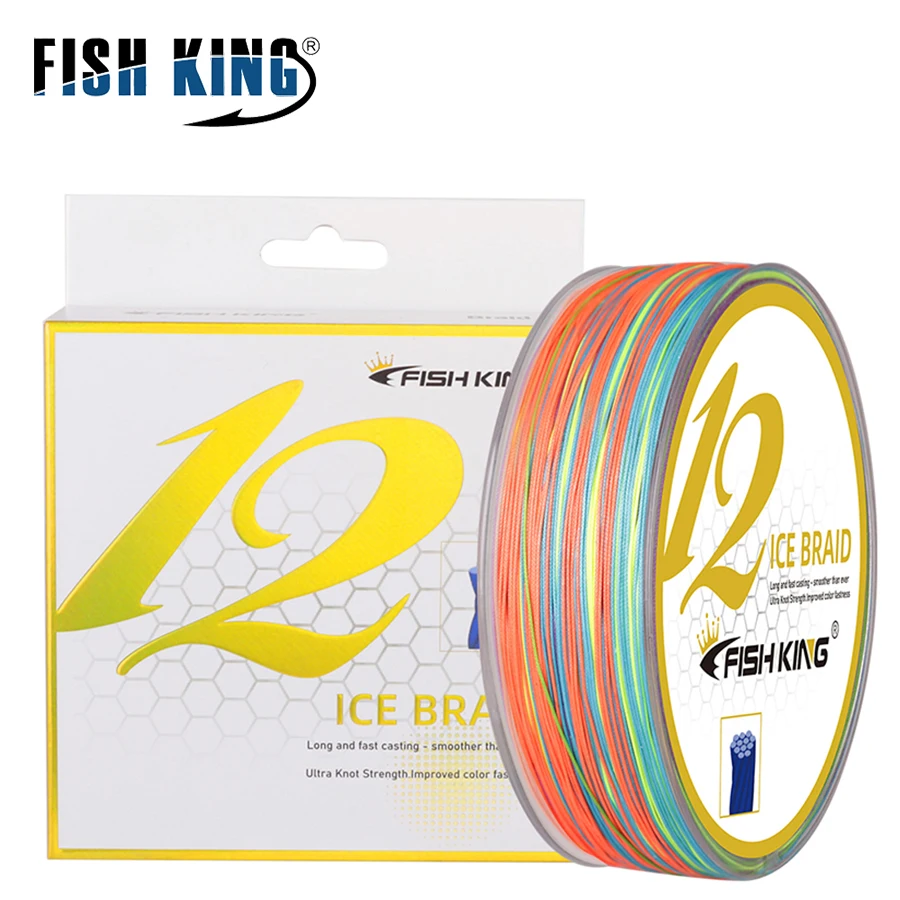 FISH KING-línea de pesca trenzada X12, 100M/150M/300M, 12 hebras, 0,14-0,6 MM, 15-120LB, multifilamento MultiColor, línea de PE para agua salada