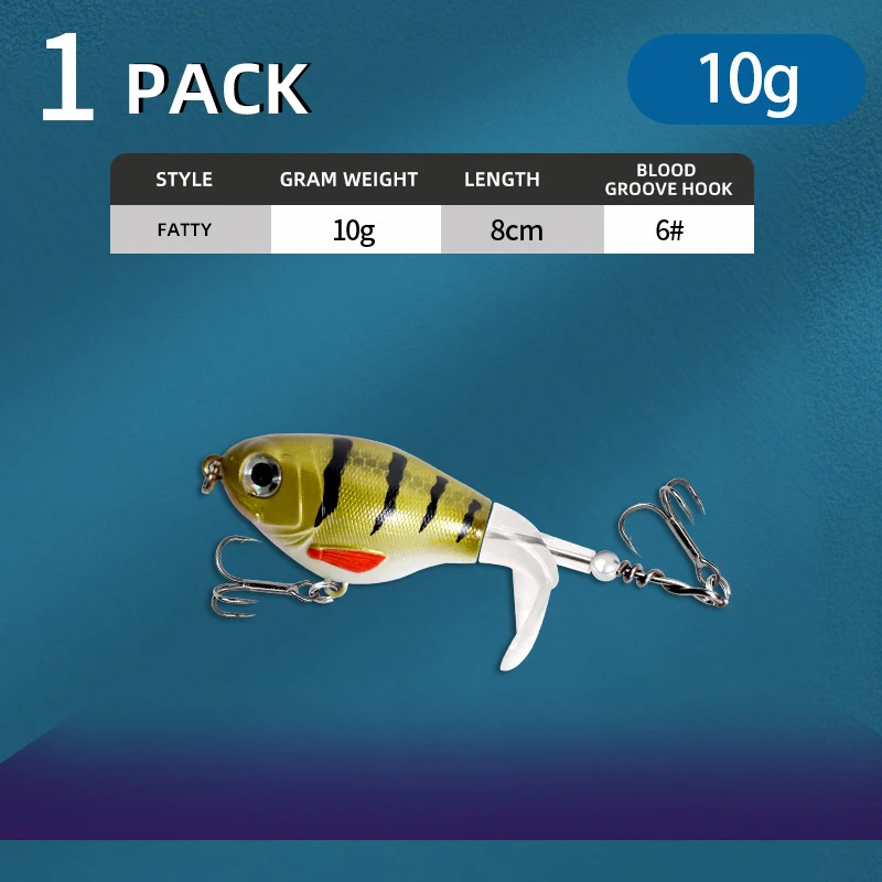 1 unidad de 10g, hélice de cinco colores, cola giratoria, cebo duro de plástico, hélice artística para río y lago, señuelo de pesca en superficie - imagen 2