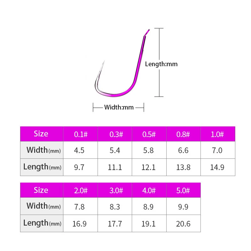 Anzuelos de competición sin púas, suministros de pesca, aparejos de pesca, color morado, piezas, 100 - imagen 2