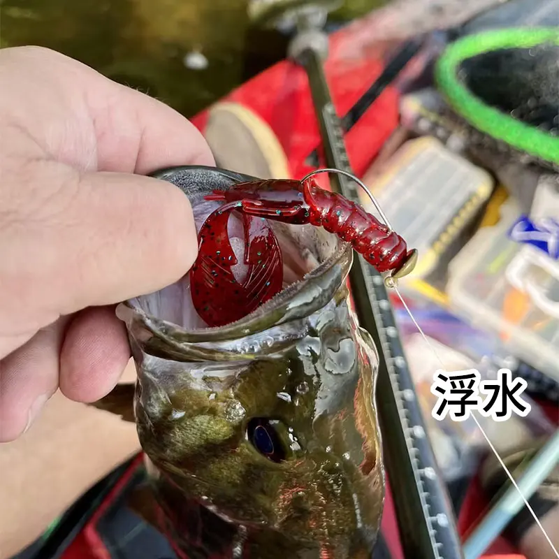 American XZone-cebo flotante para camarones musculosos finos, tipo 3,25 pulgadas, señuelo falso, pozo negro, cebo suave competitivo, pesca en perca - imagen 4