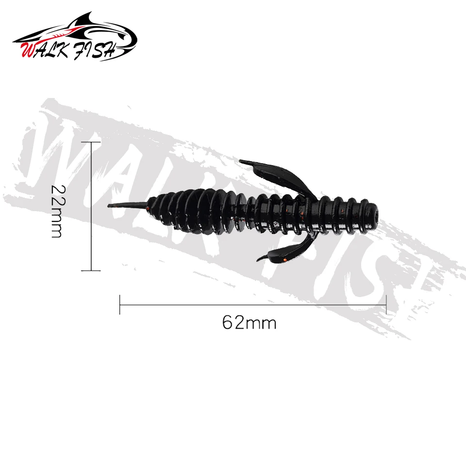 WALK FISH-SEÑUELOS blandos de plástico para pesca, Larva flotante de 6,2 cm y 1,5g, Swimbaits de silicona para agua dulce, 12 unidades - imagen 5