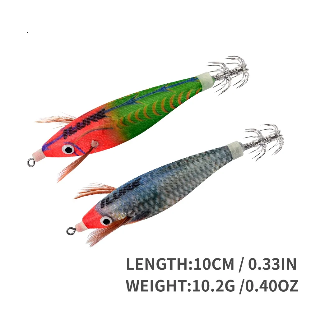 Señuelos de pesca, 2 uds., 10cm, 10,2g, plantilla de calamar con batería, madera Artificial, camarones, pulpo, cebo duro, plantillas de sepia, anzuelo, Crankbait de mar - imagen 5