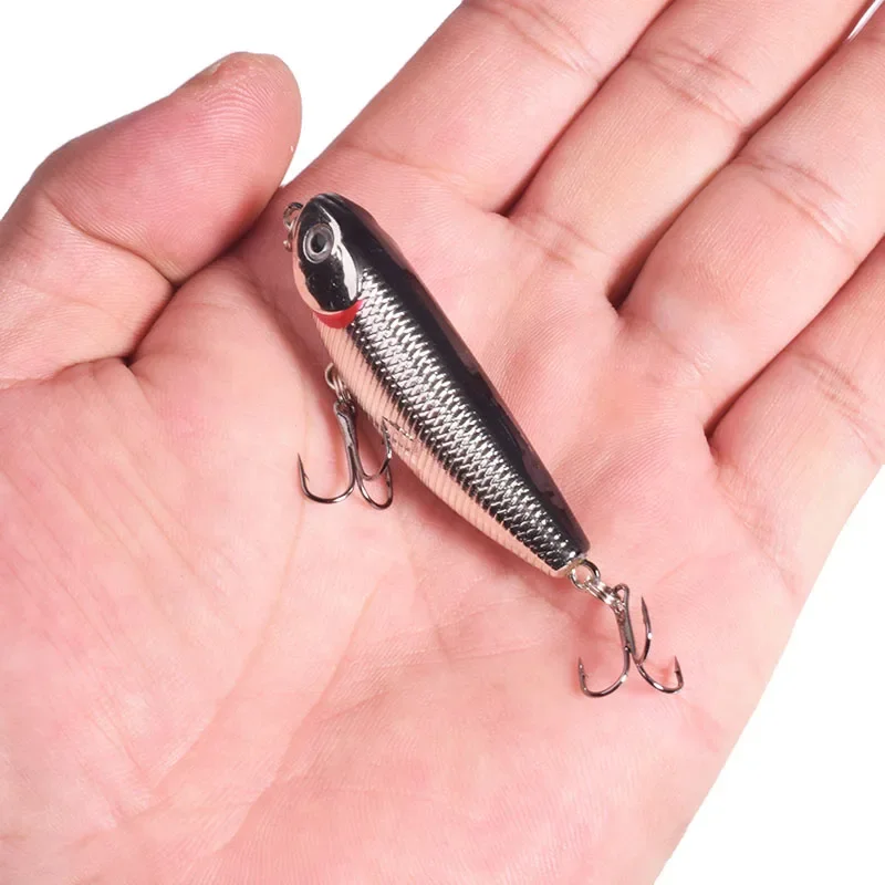 Señuelo de pesca con lápiz Topwater, 5,5 cm, 5g, Mini Wobblers, aparejos de pesca, cebo Artificial de plástico plateado brillante para Lucio, lubina, Crankbait, 1 ud. - imagen 2