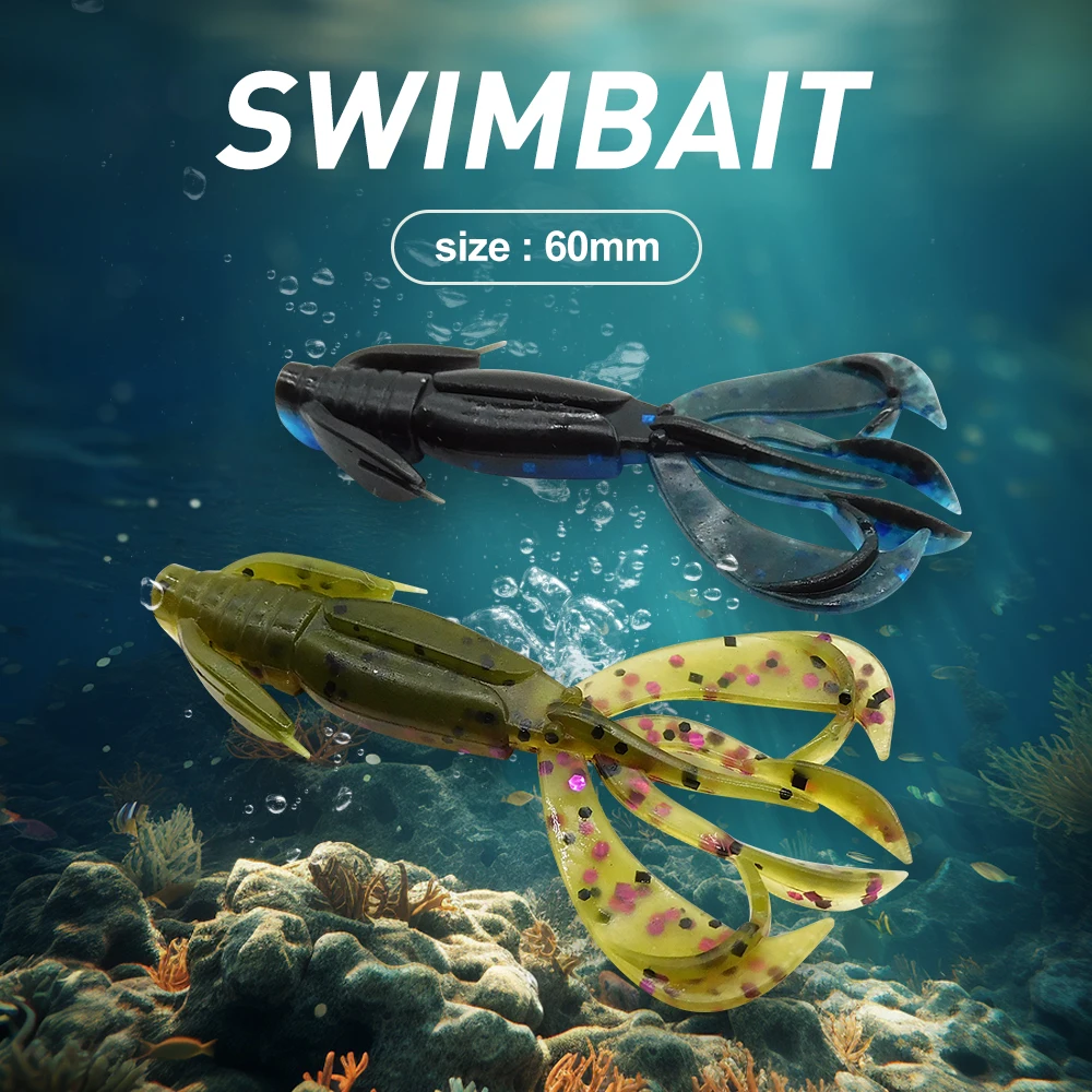 KESFISHIN nuevo señuelo de crawillo pequeño Crazy Flapper 60mm 2g 10 Uds cebo de silicona señuelo de plástico para pesca de Lucio - imagen 2