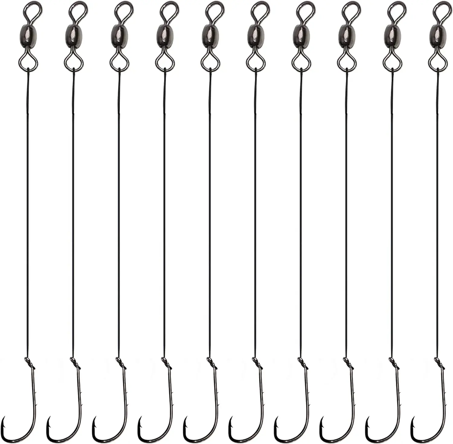 6 uds. De aparejos de anzuelo líder de alambre, anzuelos de pesca Baitholder con aparejos líderes, giratorios, anzuelo Snelled, aparejo líder para agua dulce