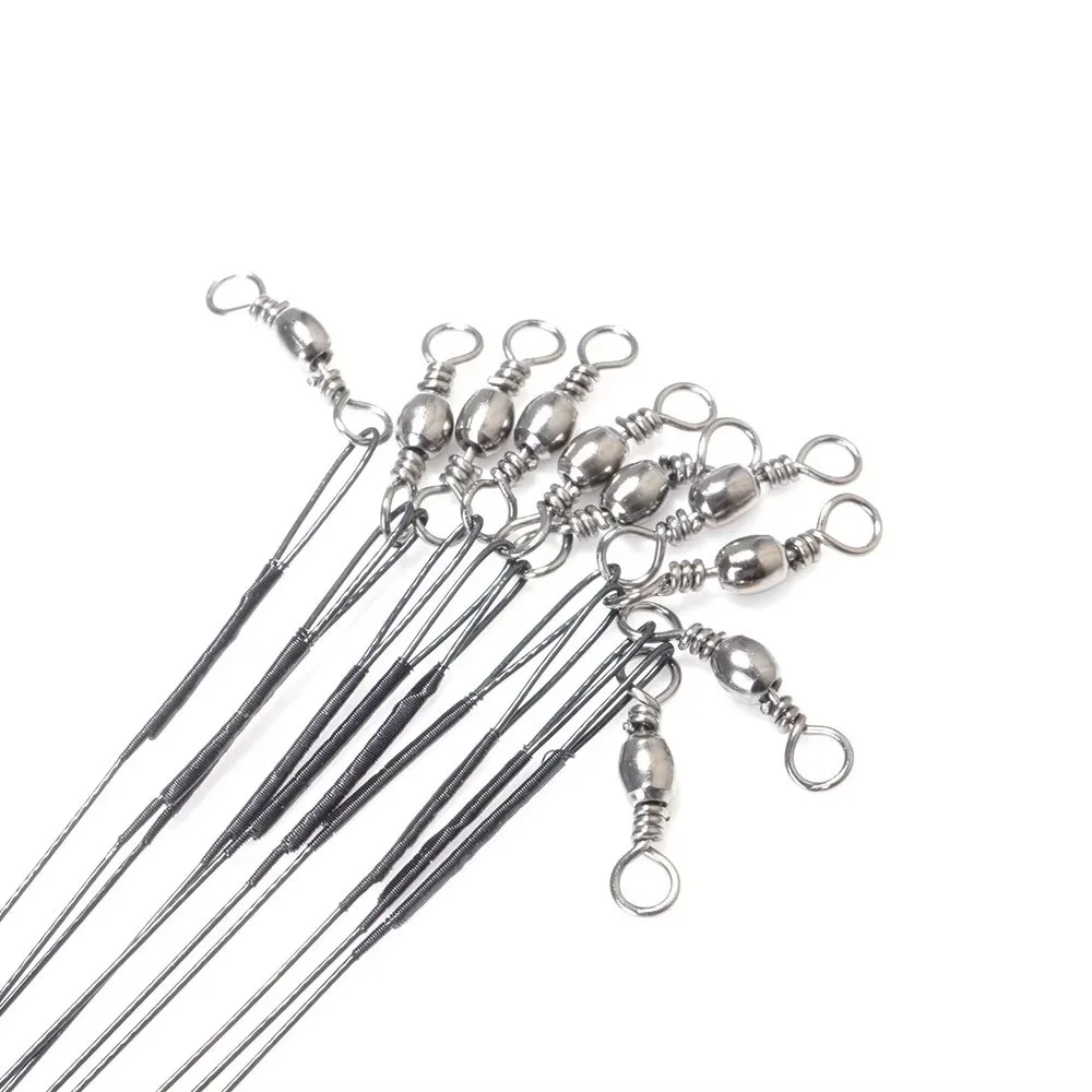 NGB 10 Uds correa de acero inoxidable líder de alambre de pesca con giratorio 15cm/20cm/25cm/30cm línea de pesca cuerda de pesca giratoria - imagen 5