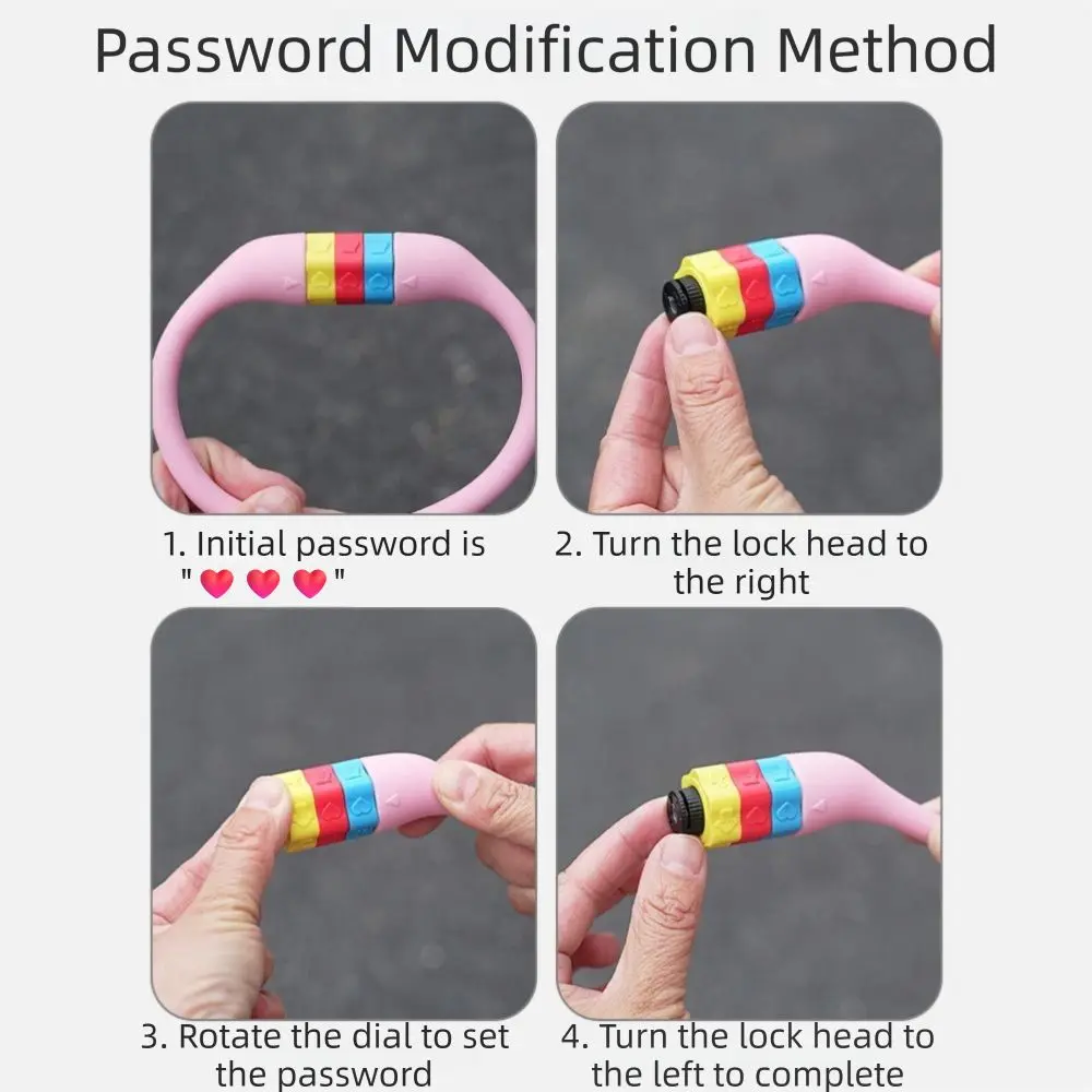 Candado portátil con diseño de oreja de gato para bicicleta, candado con contraseña de silicona antirrobo para niñas, colgante de candado elegante para Campus, Scooter - imagen 4