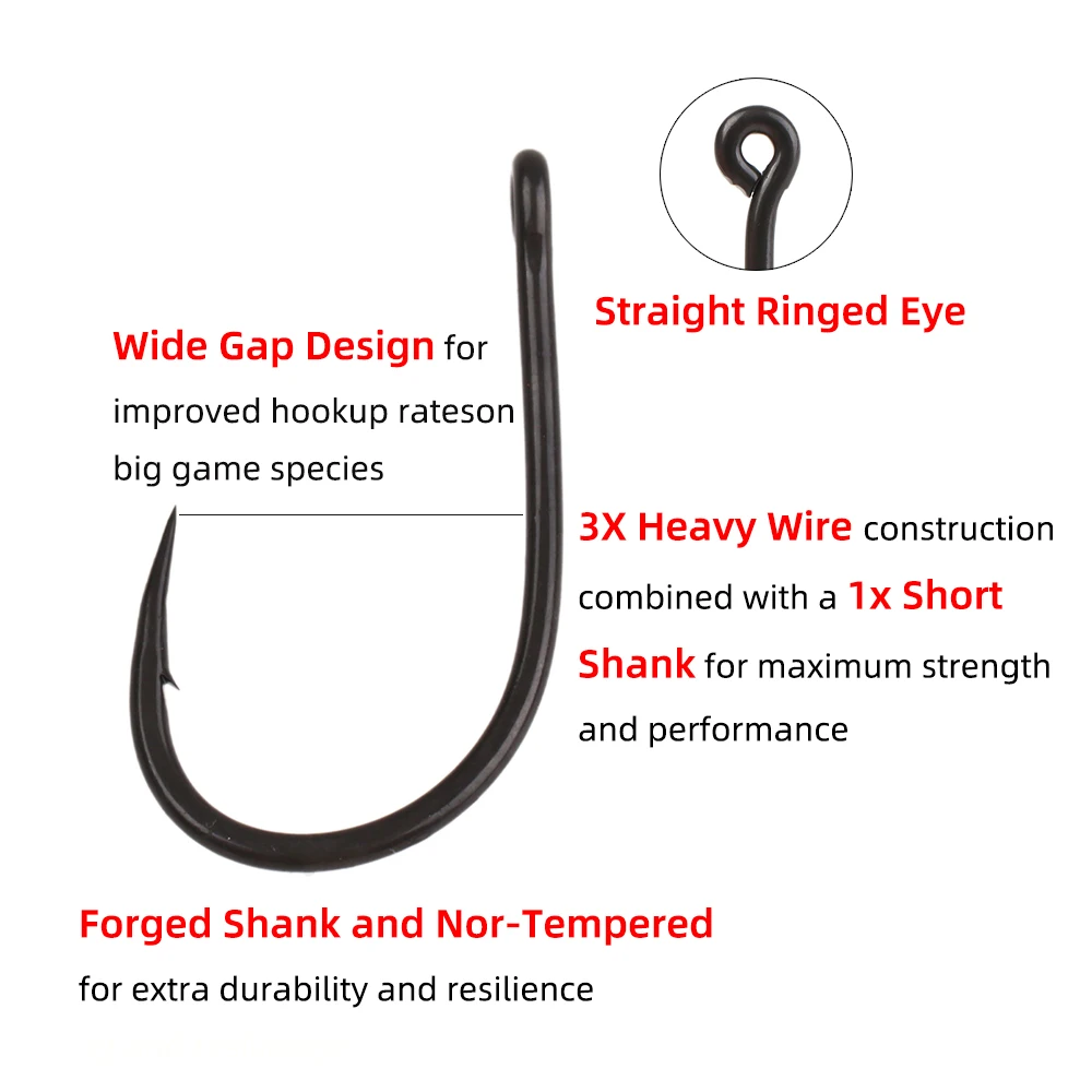 Wfireo 10PCS 2 #   - Anzuelo para mosca de juego grande 4/0, 3X fuerte, 1 gancho para serpentina de vástago corto para lubina, Lucio, Tarpon, pesca depredadora de agua salada - imagen 5