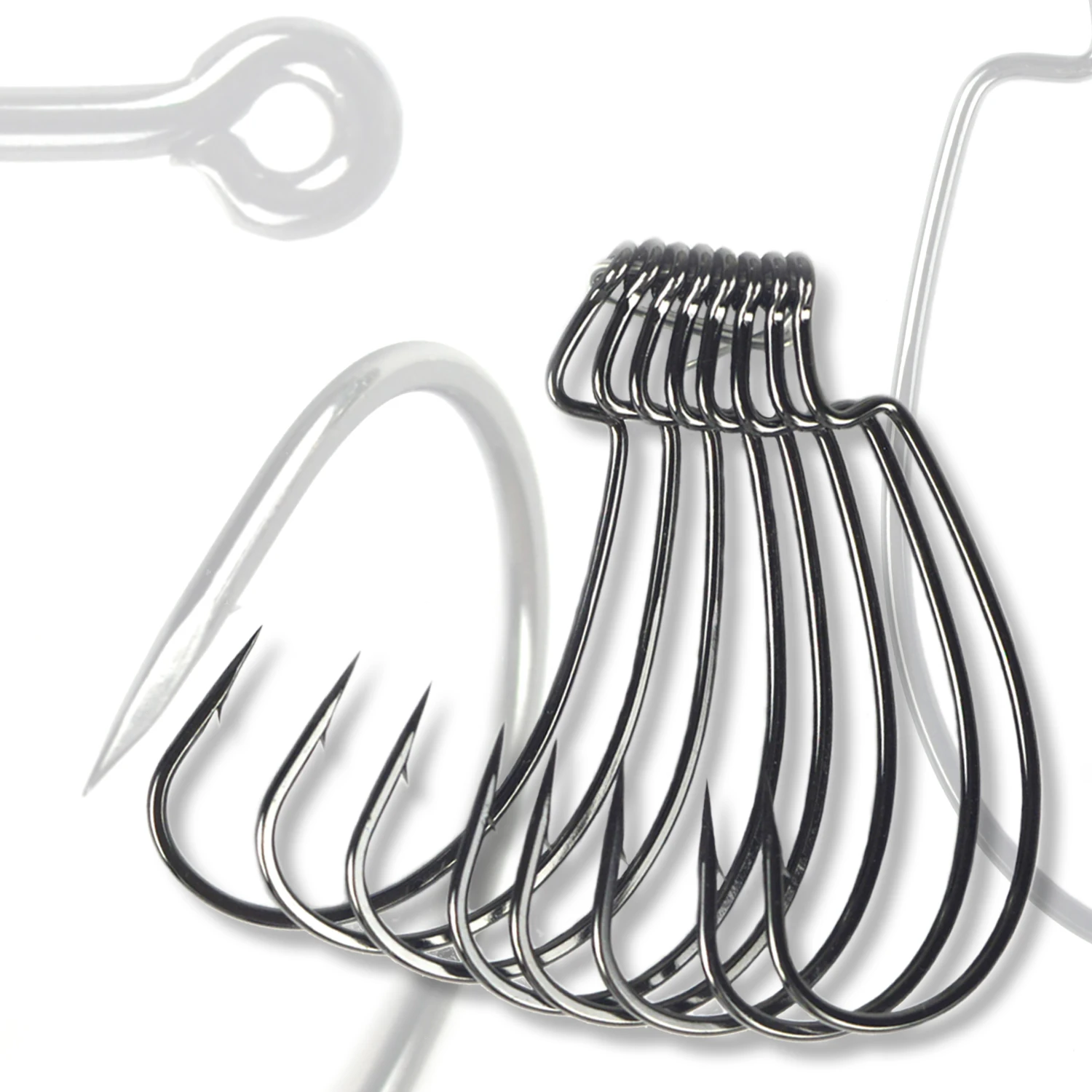 Anzuelos compensados texanos de acero rico en carbono premium 9003CD 81WV para pesca de percha de trucha, anzuelo de gusano suave # 3- # 5/0 9003