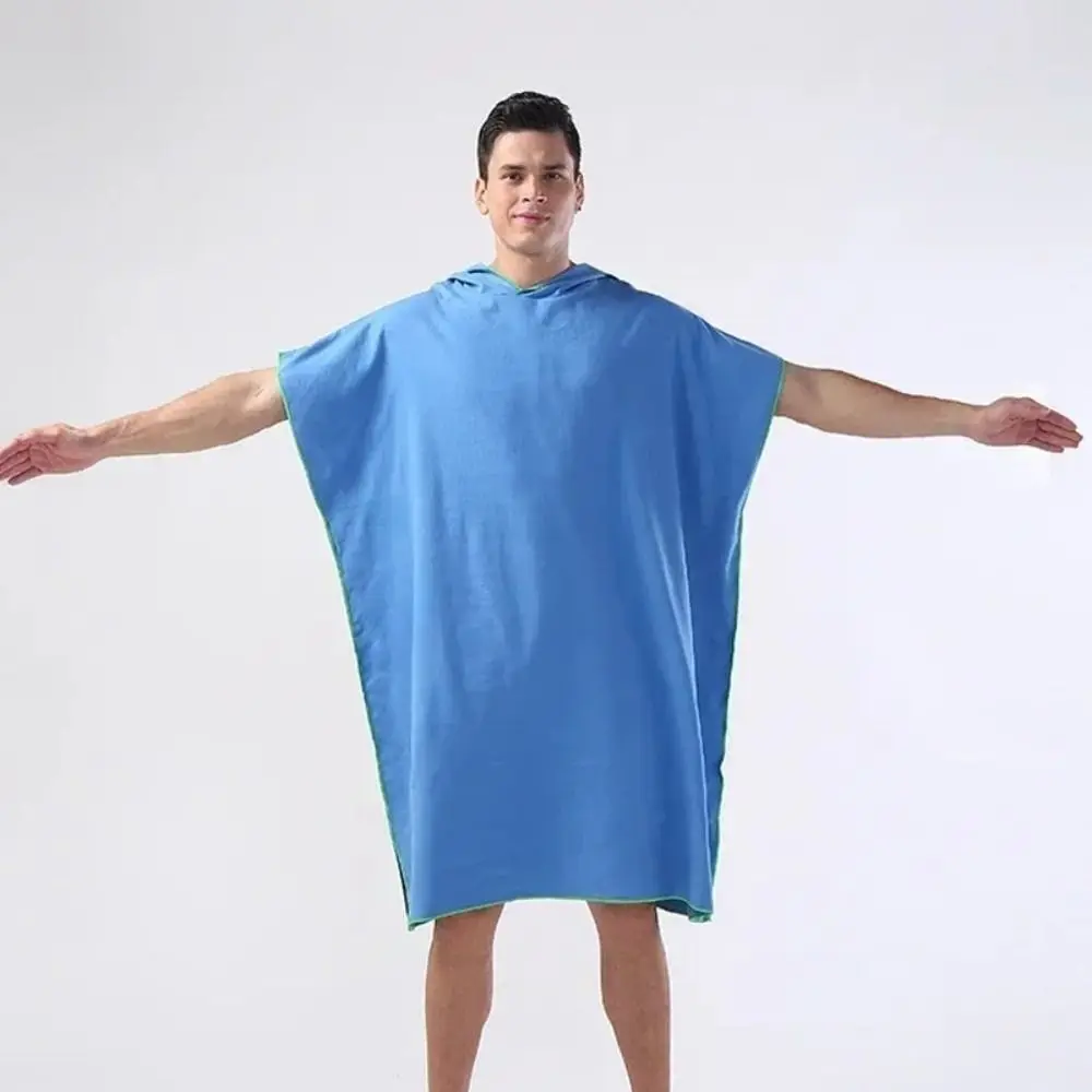 Toallas de natación de microfibra de secado rápido, toallas absorbentes con capucha para nadar, toallas secas a prueba de viento, Poncho de playa de Color, toallas para nadar - imagen 3