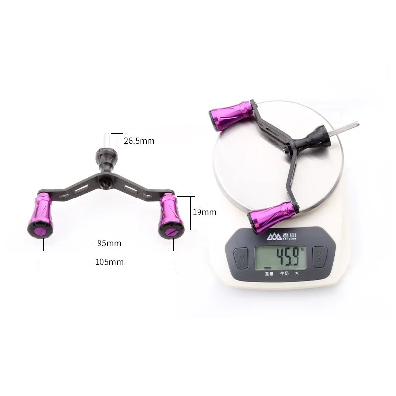 Kawa-mango de carrete de pesca de fibra de carbono con perilla de aleación para carrete S, doble Mango, peso 45,9g, accesorio de aparejos de pesca DIY - imagen 3