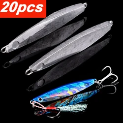 20 piezas plantillas de Metal fundido sin pintar, señuelos tipo cuchara, 40g, 30g, 22g, 17g, 14g, 10g, Jigging de fundición a tierra, señuelo de pesca en blanco, Jig Bait Bass Pike