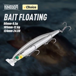 Señuelo de pececillo de pesca flotante Kingdom, SwimBaits duros conmutables, cebo tipo lápiz de 4 labios, 5 Wobblers de acción diferentes para pesca en el mar