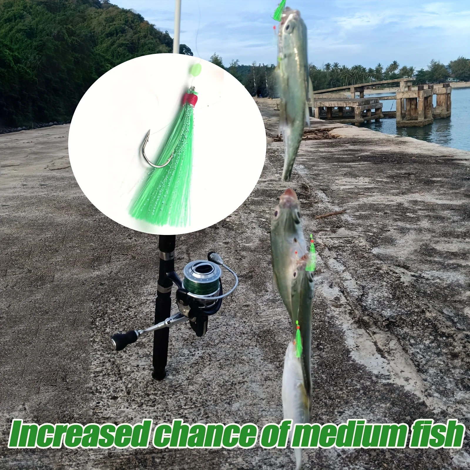 TAKBAS 1 paquete/10 anzuelos Sabiki Bait Rig, anzuelos de pesca de mar, anzuelos de señuelos de caballa, pesca en agua dulce y salada, aparejos de pesca - imagen 4