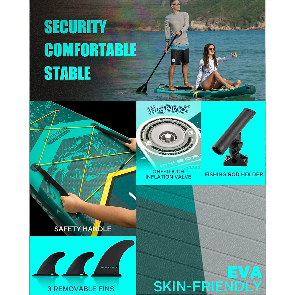 Myboat SUB tabla de Paddle inflable impermeable 11'6''x35''x6''Pesca acuática de estilo de pie para adultos con accesorios SUP сап soltрд - imagen 4