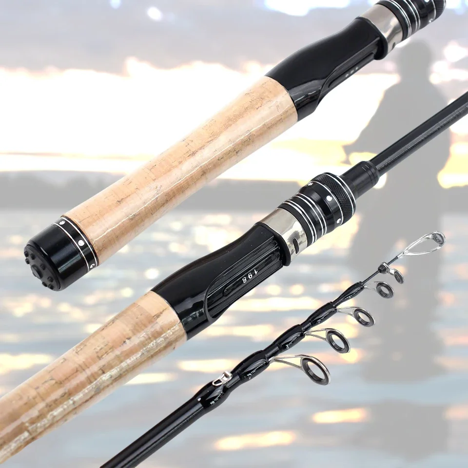 Caña de pescar telescópica de fibra de carbono, acción lenta UL, adecuada para arroyos, lagos y otros cuerpos de agua, cuerpo de caña corta.