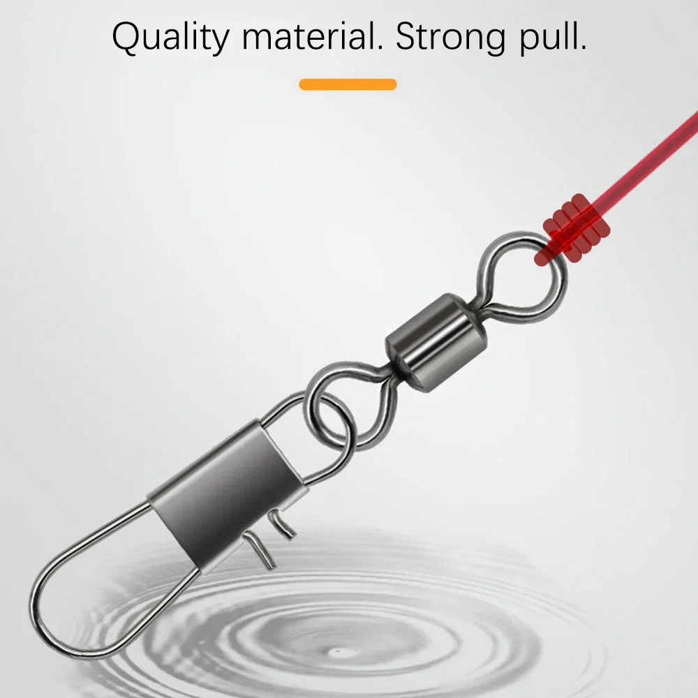 DNDYUJU 50 Uds conector de pesca giratorio con enclavamiento Snap de acero inoxidable para anzuelo señuelo aparejos de pesca - imagen 5