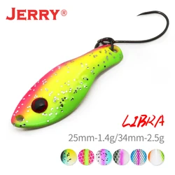 Jerry Libra Micro-señuelos tipo cuchara para pescar, 1,4g, 2,5g, cebos artificiales con revestimiento UV de alta calidad, Spinner Wobbler para trucha y lubina