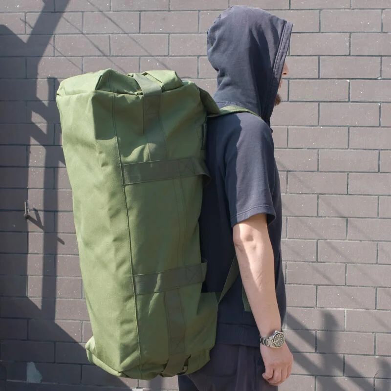 Mochila de equipaje móvil de 80L, bolsas de viaje grandes tácticas para coche, para acampar al aire libre, senderismo, escalada, Handback, gimnasio, fin de semana, mochila de lona - imagen 2