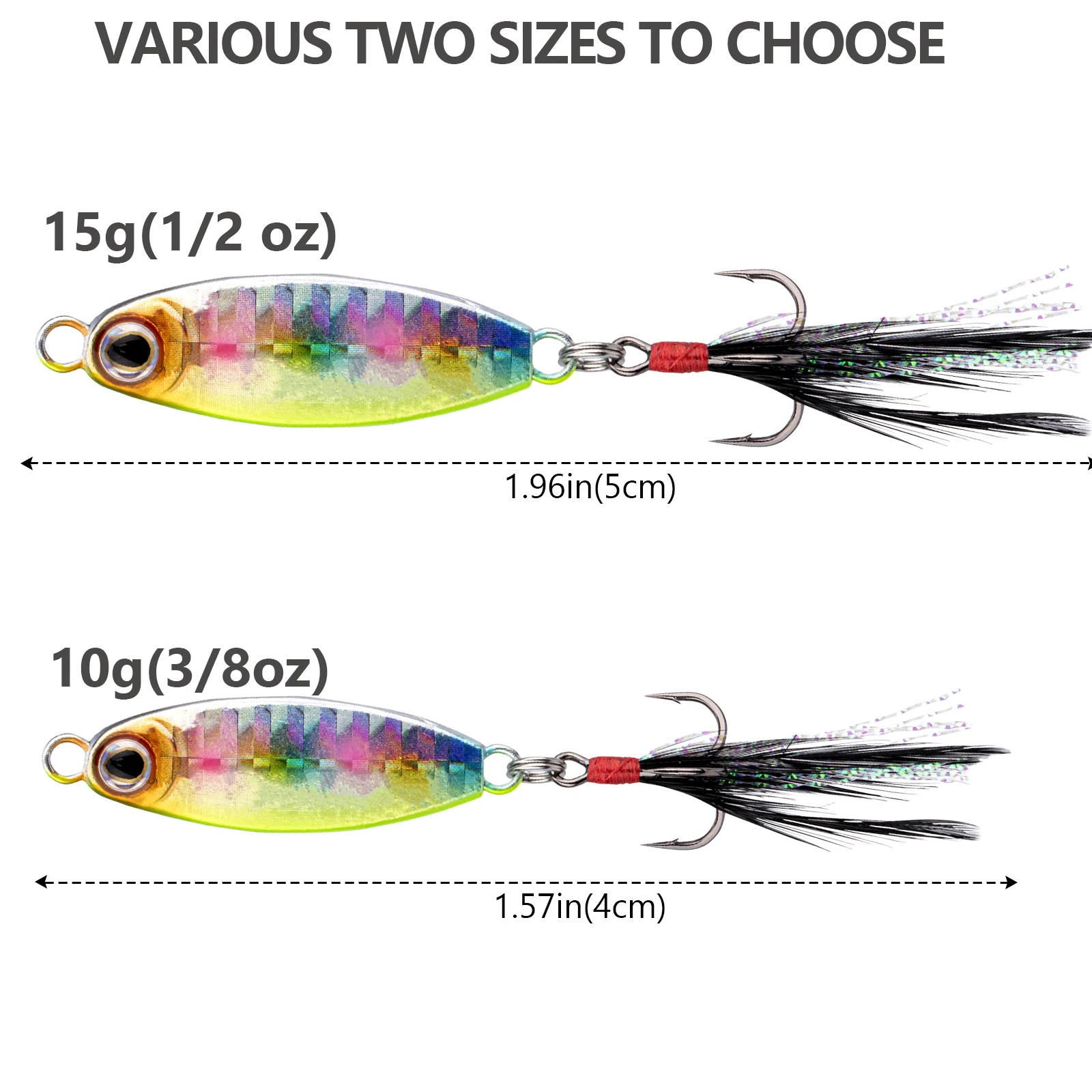 1 Uds plantilla de Metal Spinner cuchara cebo 10g 15g pesca giratoria señuelo duro con anzuelo triple hundimiento cucharas lentas para trucha Pike Bass - imagen 2