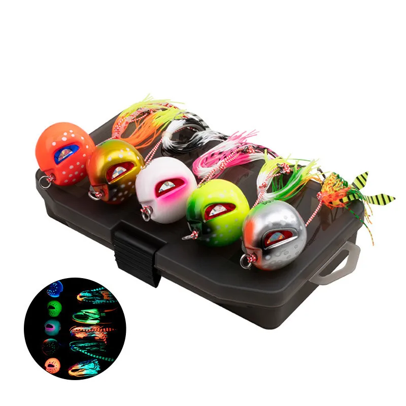 J29 200g/150g/120g/100g/80g/60g Glow Lumious Kabura Pesca Slider Snapper/mar Bream Jig head con falda señuelo de jigging barco inchiku - imagen 5